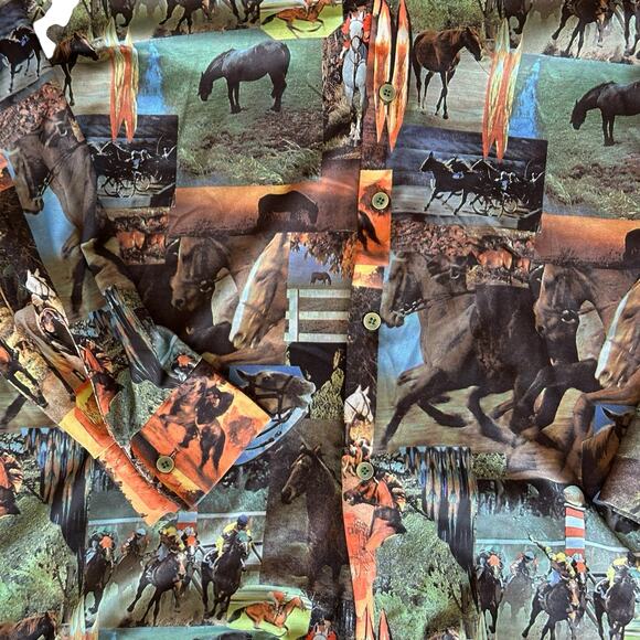 Mens Button Down Size Large Vintage Kentucky Derby Horse Racing - Picture 2 of 7